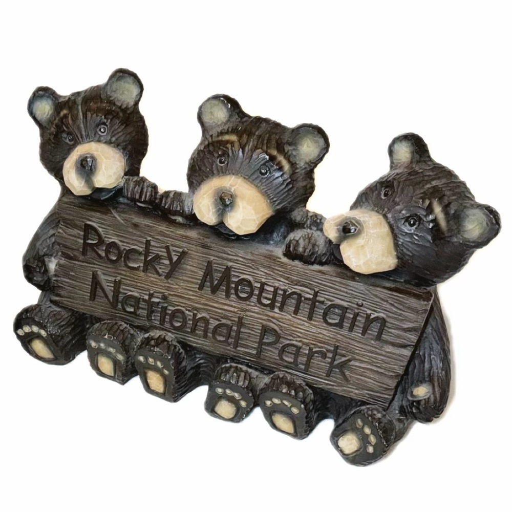 Rocky Mountain National Park Black Bear Trio Figurine Cabin Decor